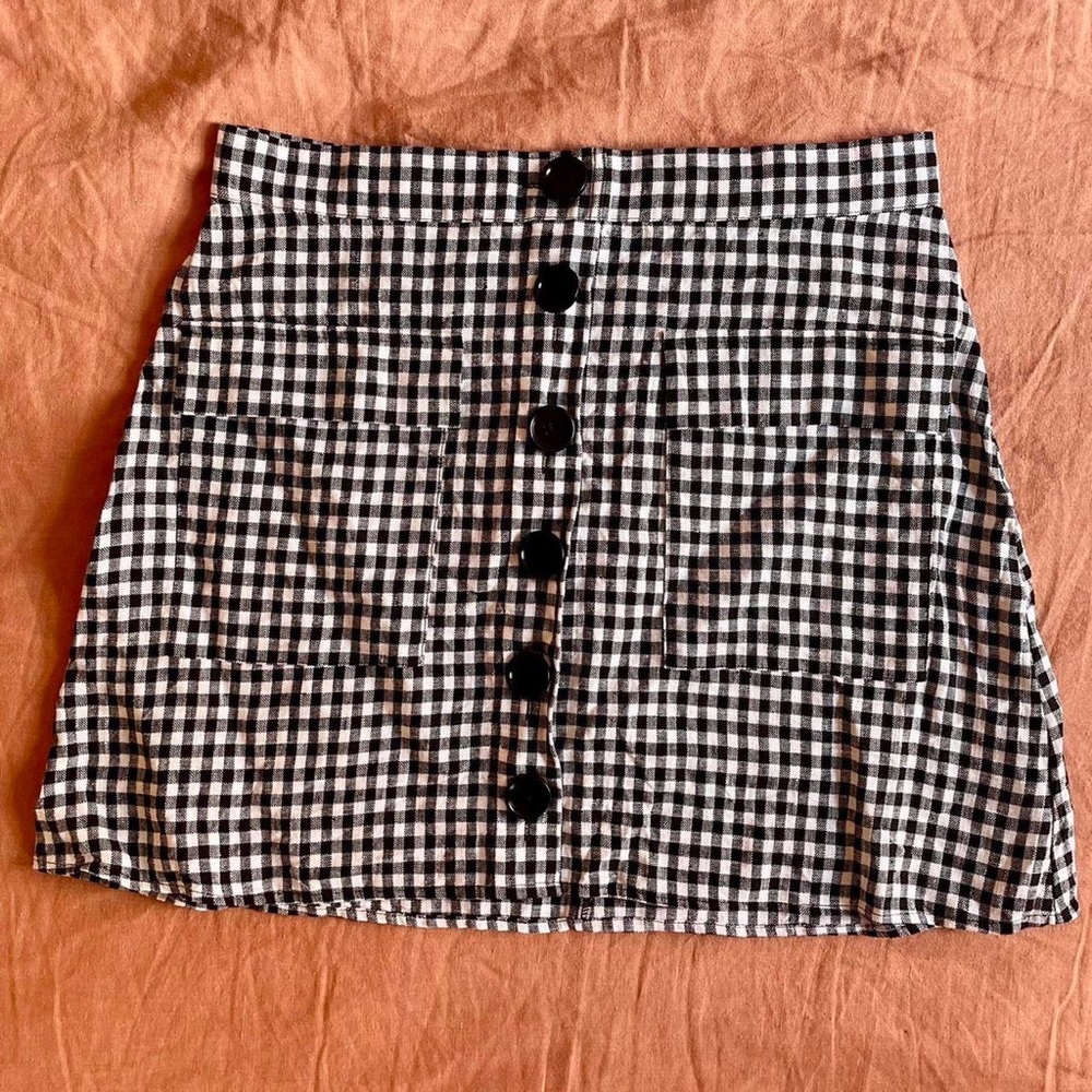 NWOT Reformation 100% linen gingham mini skirt, size 8
